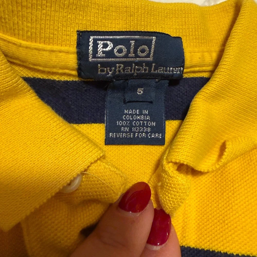 Polo by Ralph Lauren Kids Yellow and Navy Striped Polo Size Five Little Boys EUC